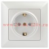 Розетка Intro Solo 4-206-06 с заземлением 2P+E Schuko со шторками, 16А-250В, IP20, СУ, перламутр