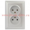 Розетка Intro Solo 4-204-06 без заземления двойная 2х2P, 16А-250В, IP20, СУ, перламутр