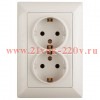 Розетка Intro Solo 4-205-02 с заземлением двойная 2X2P+E Schuko, 16А-250В, IP20, СУ, слоновая кость
