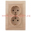 Розетка Intro Solo 4-205-11 с заземлением двойная 2X2P+E Schuko, 16А-250В, IP20, СУ, сосна