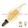 Лампа филаментная светодиодная FL-LED Vintage C35 6W 2200К 220V E14 600Lm D35x117mm свеча на ветру
