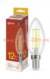Лампа светодиодная LED-СВЕЧА-deco 12Вт 230В E14 3000К 1350лм прозрачная IN HOME 4690612053660