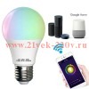 Лампа светодиодная FL-LED A60-SMART 10W E27 Wi-Fi MultiCOLOR 220V 60x112mm