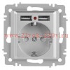 Розетка Intro Accent 6-410-03 , P+E Schuko со шторками, 16А-250В + 2хUSB, IP20, СУ, алюминий