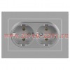 Розетка Intro Accent 6-205-03 2X2P+E Schuko, 16А-250В, IP20, СУ, AL/CU, алюминий