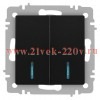 Выключатель Intro Accent 6-105-05 двойной с подсветкой, 10А-250В, IP20, СУ, AL/CU, антрацит