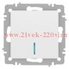 Выключатель Intro Accent 6-102-01М с подсветкой, 10А-250В, IP20, СУ, AL/CU, белый матовый