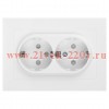 Розетка Intro Accent 6-208-01 , 2X2P+E Schuko со шторками, 16А-250В, IP20, СУ, AL/CU, белый