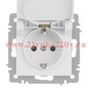 Розетка Intro Accent 6-203-01М 2P+E Schuko с крышкой 16А-250В IP20 СУ AL/CU белый матовый
