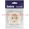 Розетка Intro Accent 6-202-02 2P+E Schuko 16А-250В IP20 СУ AL/CU слоновая кость