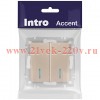 Выключатель Intro Accent 6-105-04 двойной с подсветкой, 10А-250В, IP20, СУ, AL/CU, шампань
