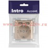 Розетка Intro Accent 6-410-04 , P+E Schuko со шторками, 16А-250В + 2хUSB, IP20, СУ, шампань