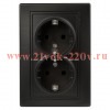 Розетка Intro Plano 1-205-05 с заземлением двойная 2X2P+E Schuko, 16А-250В, IP20, СУ, антрацит