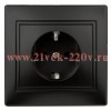 Розетка Intro Plano 1-206-05 с заземлением 2P+E Schuko со шторками, 16А-250В, IP20, СУ, антрацит