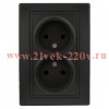 Розетка Intro Plano 1-204-05 без заземления двойная 2х2P, 16А-250В, IP20, СУ, антрацит