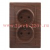 Розетка Intro Plano 1-204-10 без заземления двойная 2х2P, 16А-250В, IP20, СУ, венге