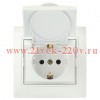 Розетка Intro Plano 1-203-06 с заземлением 2P+E Schuko с крышкой, 16А-250В, IP20, СУ, перламутр