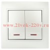 Выключатель Intro Plano 1-105-06 двухклавишный с подсветкой, 10А-250В, IP20, СУ, перламутр