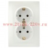 Розетка Intro Plano 1-205-06 с заземлением двойная 2X2P+E Schuko, 16А-250В, IP20, СУ, перламутр
