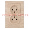 Розетка Intro Plano 1-204-11 без заземления двойная 2х2P, 16А-250В, IP20, СУ, сосна