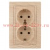 Розетка Intro Plano 1-205-11 с заземлением двойная 2X2P+E Schuko, 16А-250В, IP20, СУ, сосна