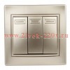 Выключатель Intro Plano 1-106-04 тройной, 10А-250В, IP20, СУ, шампань