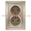 Розетка Intro Plano 1-204-04 без заземления двойная 2х2P, 16А-250В, IP20, СУ, Plano, шампань