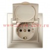 Розетка Intro Plano 1-203-04 с заземлением 2P+E Schuko с крышкой 16А-250В IP20 СУ шампань
