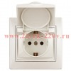 Розетка Intro Plano 1-203-02 с заземлением 2P+E Schuko с крышкой, 16А-250В, IP20, СУ, слоновая кость