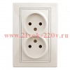 Розетка Intro Plano 1-204-02 без заземления двойная 2х2P, 16А-250В, IP20, СУ, Plano, слоновая кость