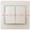 Переключатель Intro Plano 1-107-02 двухклавишный, 10А-250В, IP20, СУ, слоновая кость