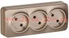 Розетка 3-м ОП GLORY РС23-2-ХШм 10А без заземл. без защ. шторок шампань матов. IEK ERH30-K37M-10