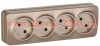 Розетка 4-м ОП GLORY РС24-2-ХШм 10А без заземл. без защ. шторок шампань матов. IEK ERH40-K37M-10