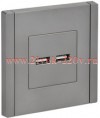 Розетка для зарядки ИЭК FORTE&PIANO FP549 USB A+A 3,1А сталь FP-U21-D31-K46