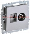 Розетка двойная ИЭК BRITE TV+RJ45 кат.5E алюминий (РТВ/РК12-БрА) BR-AK20-1-K47