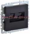 Розетка компьютерная двойная ИЭК BRITE RJ45 кат.5E черный (РК10-2-БрЧ) BR-K20-1-K02