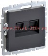 Розетка двойная ИЭК BRITE RJ11+RJ45 кат.5E графит (РК/Т12-БрГ) BR-KT20-O-1-K53