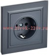 Розетка ИЭК BRITE 2P+E Schuko со шторками 16А в сборе маренго (РСР14-1-0-БрМ) BR-R14-16-K35-F