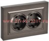 Розетка BRITE 2-я с з/к/ш пл 16А в сб. РСшПл12-3-БрТБ бр. IEK BR-R28-16-K45-F