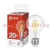 Лампа светодиодная LED-A60-deco грушевидная прозрачная 20Вт 230В E27 4000К 1890лм IN HOME 4690612055