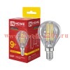 Лампа светодиодная LED-ШАР-deco 9Вт 230В Е14 3000К 1040лм прозрачная IN HOME 4690612063317
