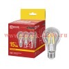 Лампа светодиодная LED-A60-deco 4PACK 15Вт прозр. 3000К E27 1480лм 230В (уп.4шт) IN HOME 46906120632