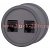 Розетка компьютерная 2-м ОП Лизетта RJ45 10А IP20 ретро кат.5E ABS-пластик титан Bironi B1-302-26