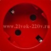 Розетка Daccord Metra45 2К+З 45° со шторками винтовой зажим 2М, красная