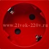 Розетка Daccord Metra45 2К+З 45° со шторками автозажим 2М, красная