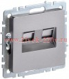 Розетка компьютерная двойная СП RJ45 кат.6 BRITE РК11-2-БрС сталь IEK BR-K20-2-K46