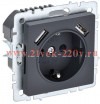 Зарядка ИЭК BRITE розетка 2Р+Е со шторками 16А с USB A+A 2,1А графит (РЮш10-1-БрГ) BR-R14-16-U21-D21-K53