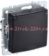 Розетка ИЭК BRITE 2P+E Schuko со шторками с крышкой 16А IP44 черный (РСбш10-3-44-БрЧ) BR-R16-16-44-K02
