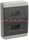 Щит накладной пластиковый ИЭК Tekfor ЩРН-П-24 24м белый черная прозрачная дверь IP41 (01-01-041) TF5-KP12-N-24-41-K01-K03