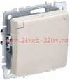 Розетка ИЭК BRITE 2P+E Schuko со шторками с крышкой 16А бежевый (РСбш10-3-БрКр) BR-R16-16-K10